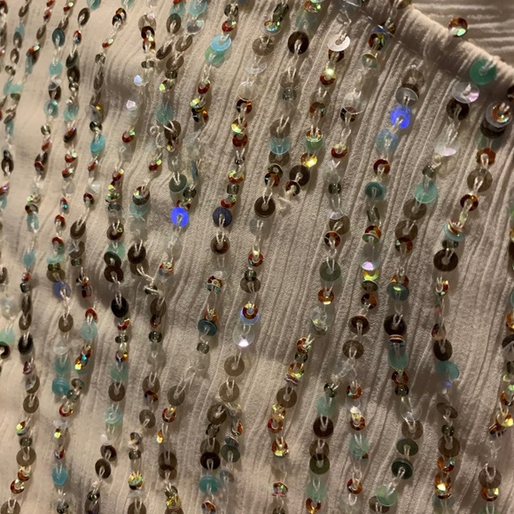 Coldwater Creek XL Cream Top Sequins Galore - Picture 3 of 6